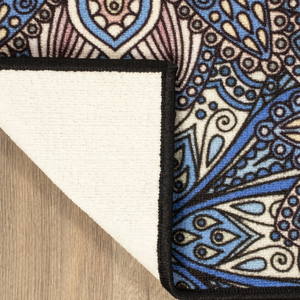 Superior Boho Floral Indoor Outdoor Area Rug, 8' x 10', Blue