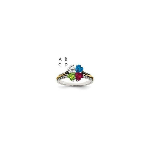 Finest GoldQMR16-4-5 Sterling Silver & 14K Four-Stone Mothers Mounting Ring - Two Tone