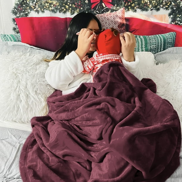 Bedsure Fleece Throw Blanket for Couch Burgundy Red Blankets Lightweight Fuzzy Cozy Soft Plush Warm Blankets and Throws for Sofa 50x60 inches Walmart