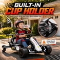 thumbnail image 6 of Conchico 12V Electric Drift Go Kart for Kids, Powered Ride on Toy Car with Rear Swivel Wheels, Water Spray Function, Cup Holder for Boys Girls Ages 3-8, White, 6 of 10