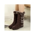 thumbnail image 5 of Ymiytan Women Mid Calf Boot Plush Lining Winter Shoes Faux Fur Snow Boots Walking Comfort Warm Brown 8, 5 of 7