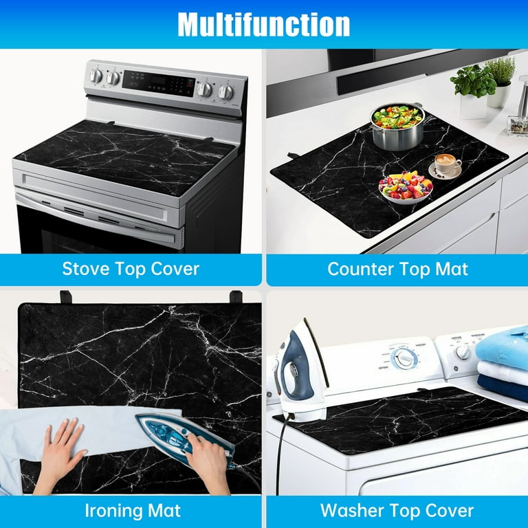 HK Stove Top Cover for Electric Stove (28.5”x 20.5”), Heat Resistant Glass  Stove Top Cover, Cooktop Protector for Glass/Ceramic Stoves, Dishwasher  Safe Natural Rubber (Marble) 
