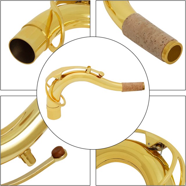 Brass Tenor Saxophone Bend Neck Solid Color Replacement 27.5mm Instrument Brass Nozzle Woodwind Instrument Sax Part Accessories Gold