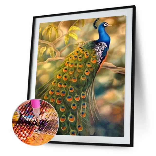 Cuadros Decorativos Kit de pintura de diamantes 5D mosaico de diamantes redondos completos de animales de pavo real DIY DQrwqpou Nuevos Originales