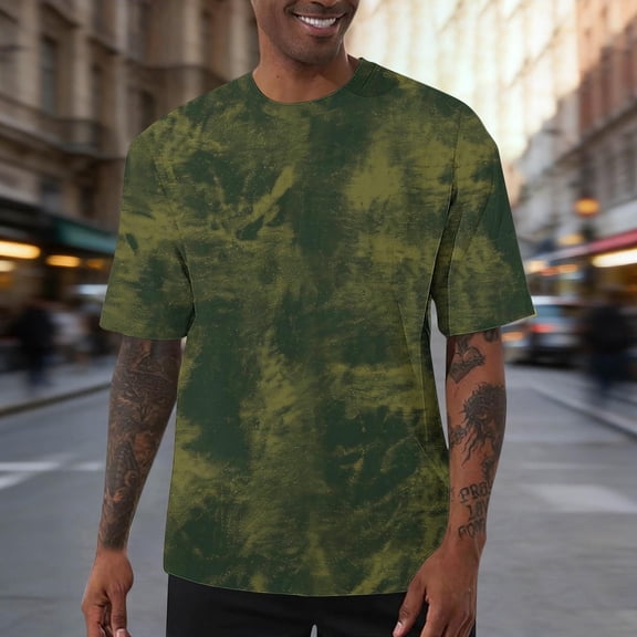 Dolkfu Tie Dye Mens Summer Shirts Gym Athletic Graphic Tees Short Sleeve Active Crew Neck T Shirt for Men L