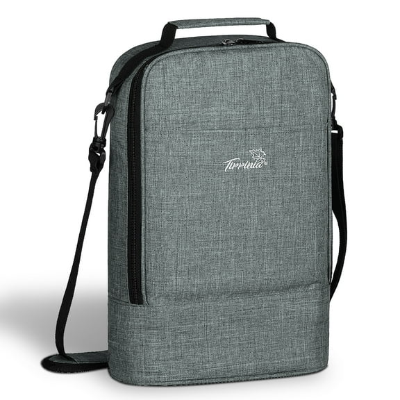 Tirrinia Insulated 2 Bottle Wine Carrier Tote Cooler Bag for Travel Picnic Padded Champagne Glass