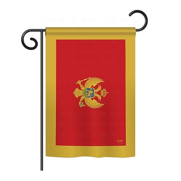 Breeze Decor BD-CY-GS-108249-IP-BO-D-US15-BD 13 x 18.5 in. Montenegro Flags of the World Nationality Impressions Decorative Vertical Double Sided Garden Flag Set with Banner Pole