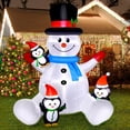 thumbnail image 1 of Muñeco de Nieve Inflable Mukum de 187 cm con Pingüinos y LED para Navidad, 1 of 6
