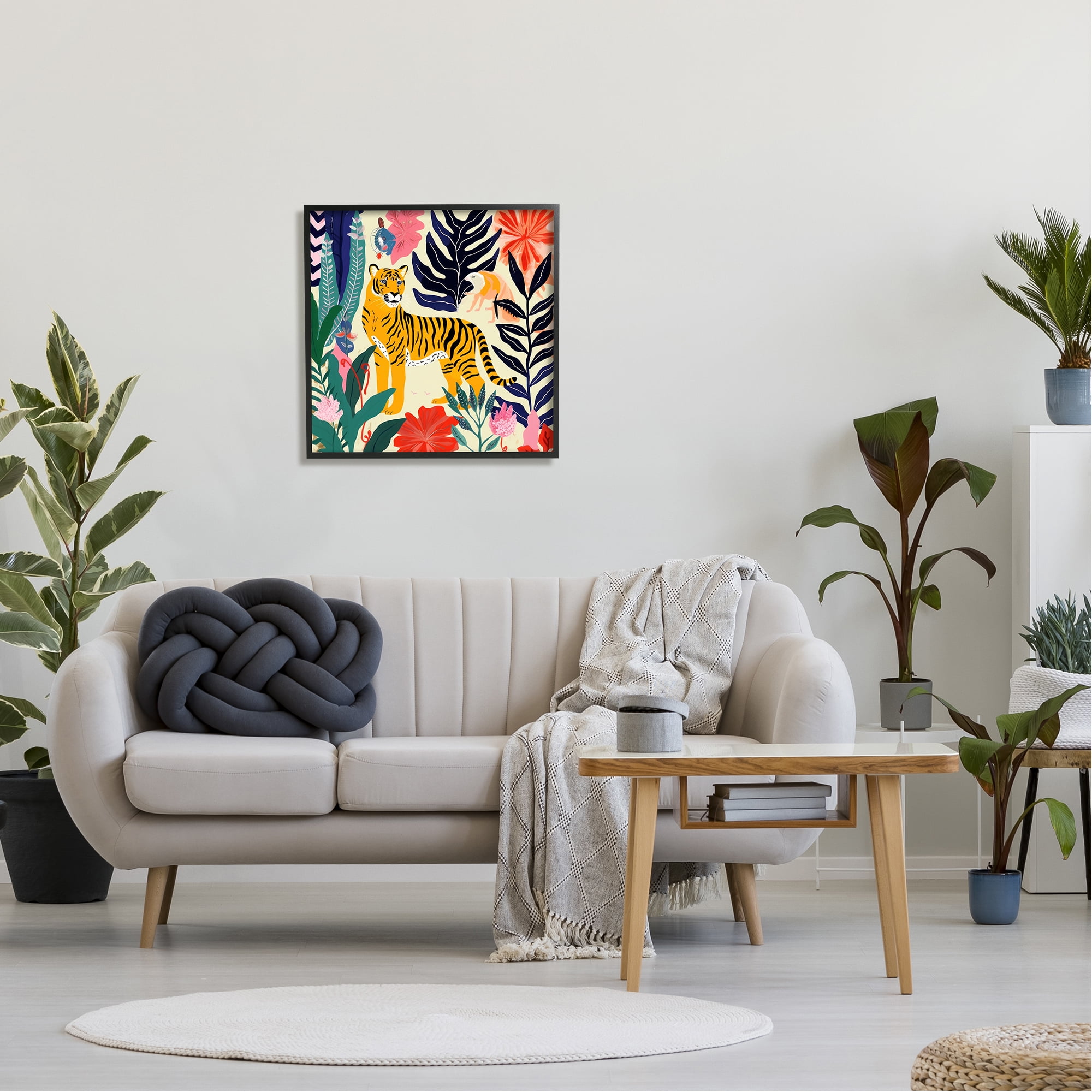Stupell Industries Tiger & Abstract Creatures Animals & Insects Painting Black Framed Art Print Wall Art, 24 x 24
