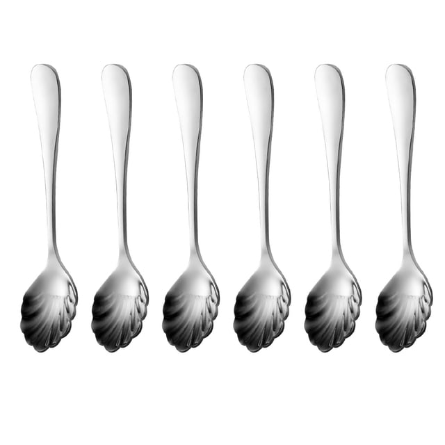 Miangastore 6pcs Stainless Spoons Elegant Flower Design Ergonomic Handle Smooth Finish For Home Use For Desserts And Soups