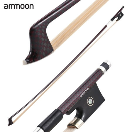 ammoon Well Balanced 4/4 Violin Fiddle Bow Carbon Fiber Round Stick Exquisite Horsehair Ebony