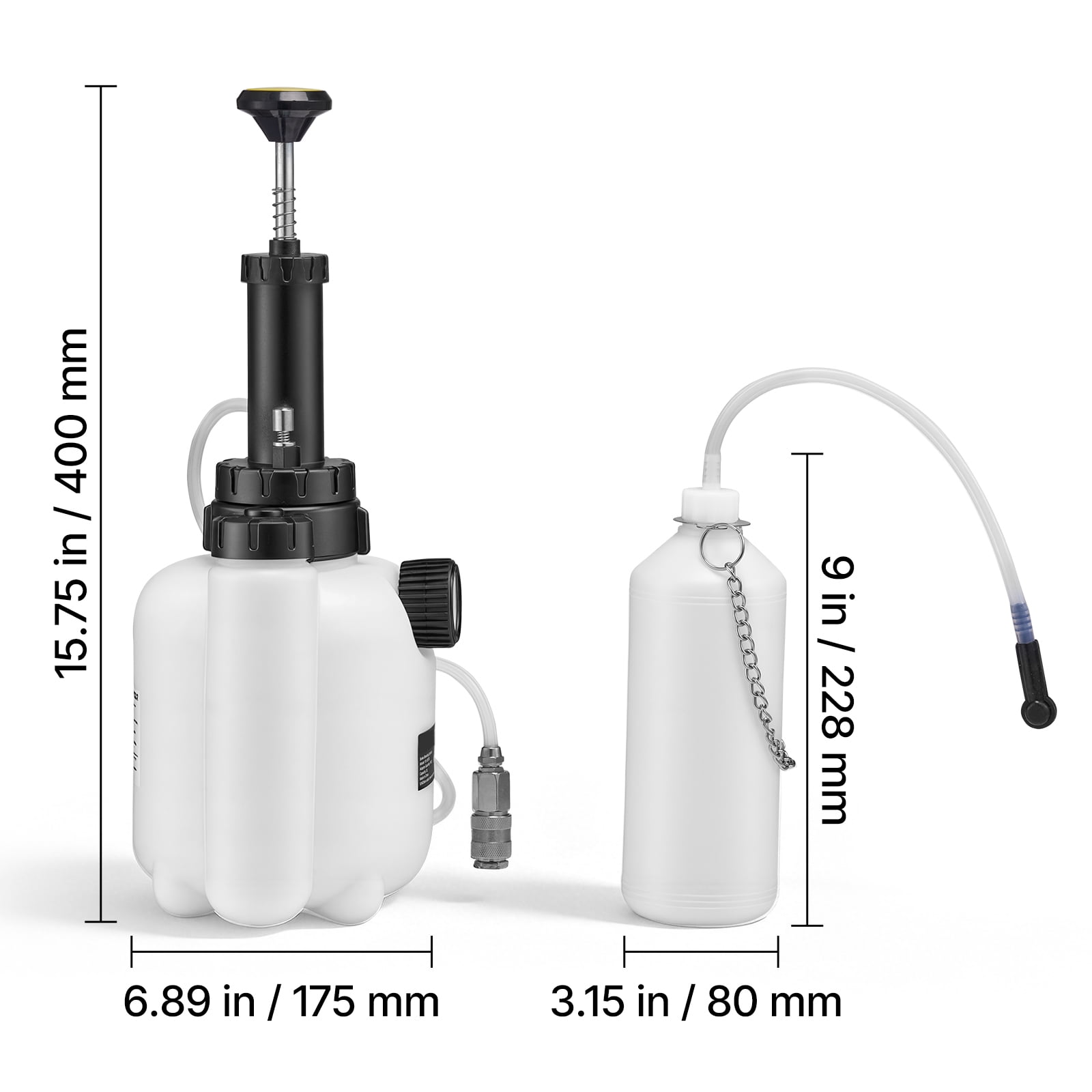 KFFKFF 3L Manual Brake Bleeder Kit with 1L Waste Bottle & 5 Cylinder Adapters, Single-Person Brake Fluid Pressure Bleeder for Various Vehicles