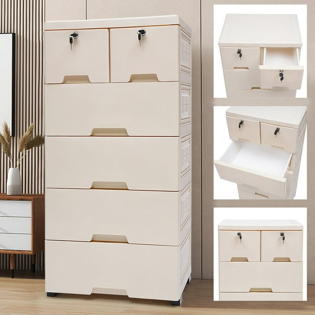 Modern Chest of Drawer Movable Dresser Drawer Closet Organizer with 6