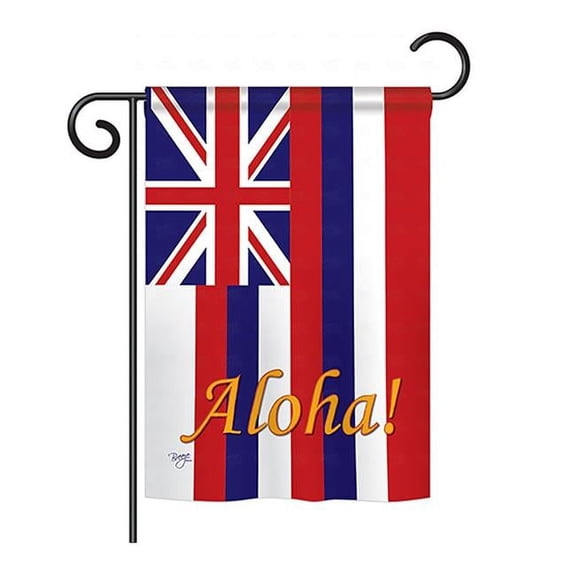 Breeze Decor BD-SS-GS-108121-IP-BO-D-US13-BD 13 x 18.5 in. Hawaii Americana States Impressions Decorative Vertical Double Sided Garden Flag Set with Banner Pole