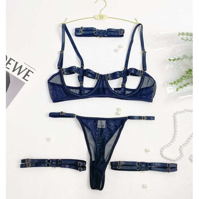 Ropa interior sexy hueca con correa de costura de dos colores Europa y América
