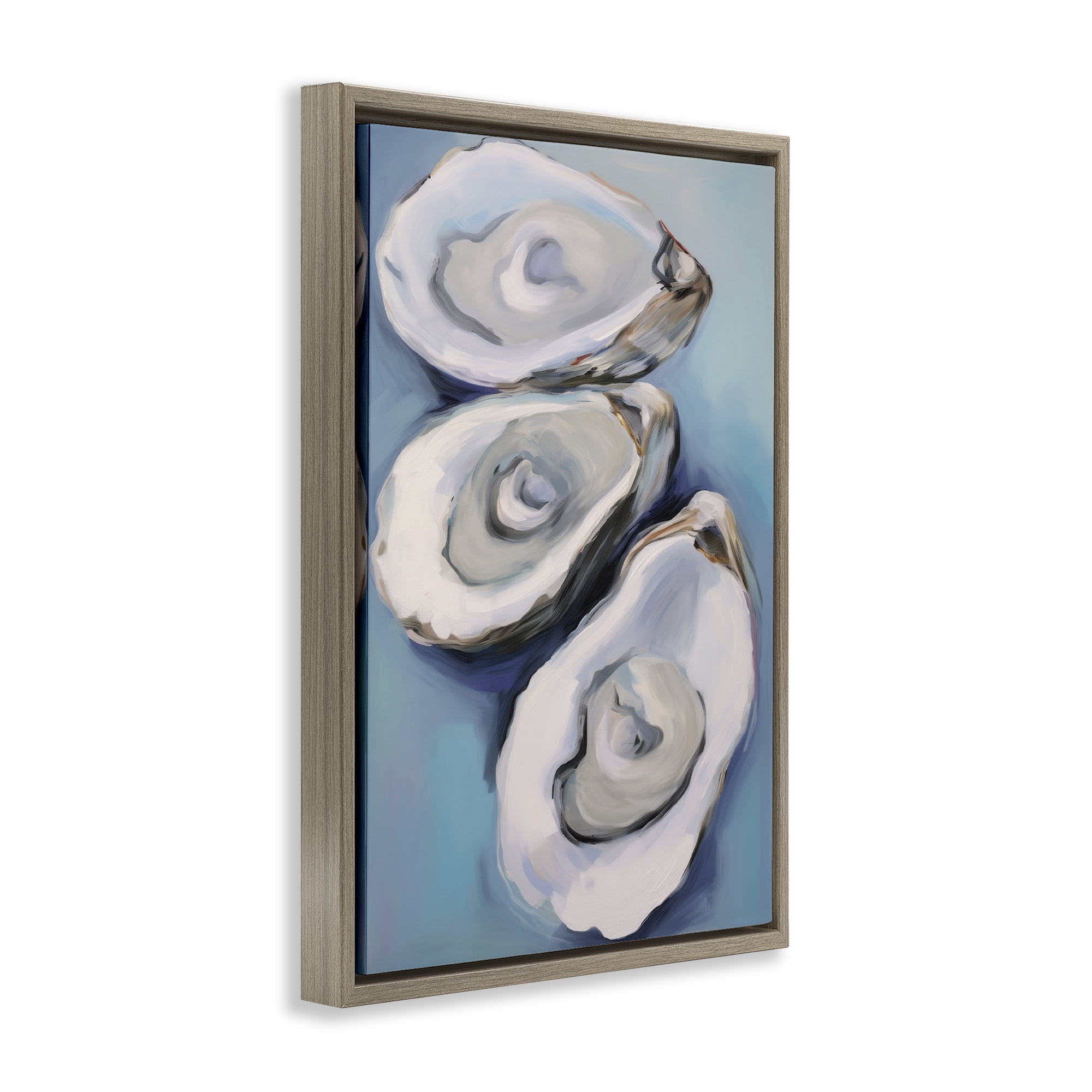 Stupell Industries Oyster Seashell Trio Animals & Insects Painting Brown Floater Framed Canvas Art Print Wall Art, 17 x 25