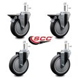 thumbnail image 2 of 5 Inch Thermo Rubber Wheel Swivel 7/16 Inch Grip Ring Stem Caster Set 2 Brake, 2 of 2