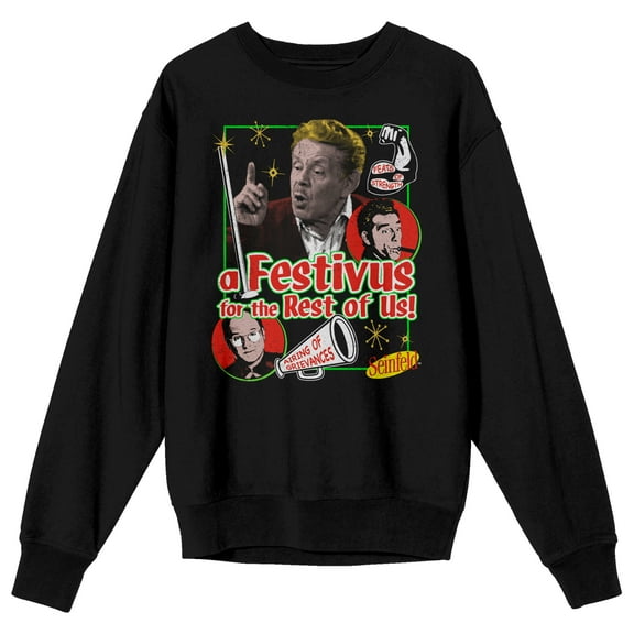 Seinfeld A Festivus for the rest of Us Men's Black Long Sleeve Shirt-Medium