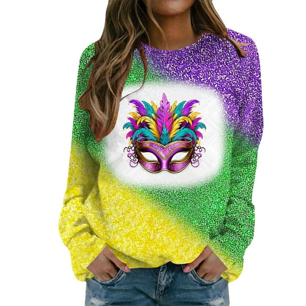 Gibobby Sudaderas para mujer 2024 Sudadera de de moda para mujer con cuello redondo estampado y manga larga con capucha informal sin sombrero (4)(Verde, M)