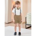 thumbnail image 3 of CARETOO Toddler Boy Outfit Clothes Suit Dress Shirt Bowtie Suspender Pants Kid Outfits Cotton Fabric, 3 of 15