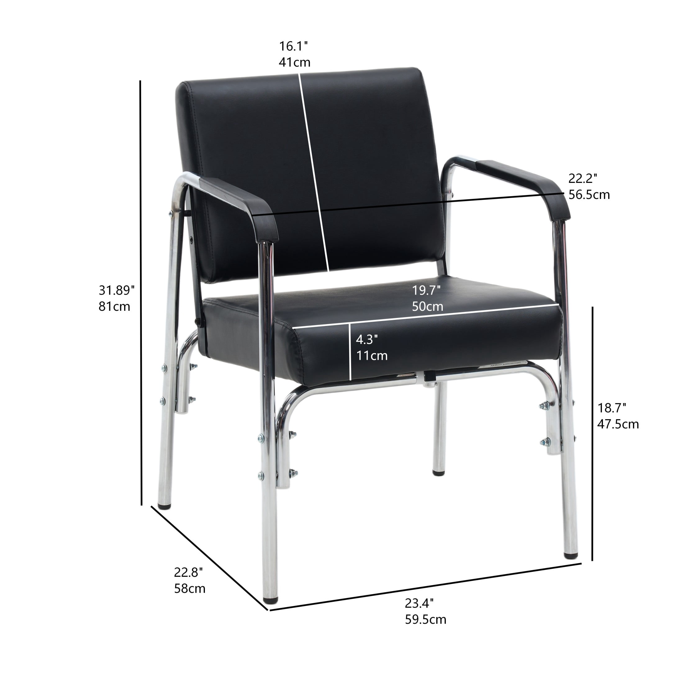 Noble House Reclining Shampoo Chair, 135° Adjustable PU Salon Chair, 4-Leg Base, Black