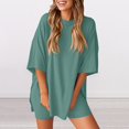 thumbnail image 5 of Lumtrix Womens Lounge Sets Shorts 2 Piece Matching Oversized T Shirt Biker Short Summer Outfits 2026 Casual Sweatsuits Spring Clothes Green 2XL, 5 of 5
