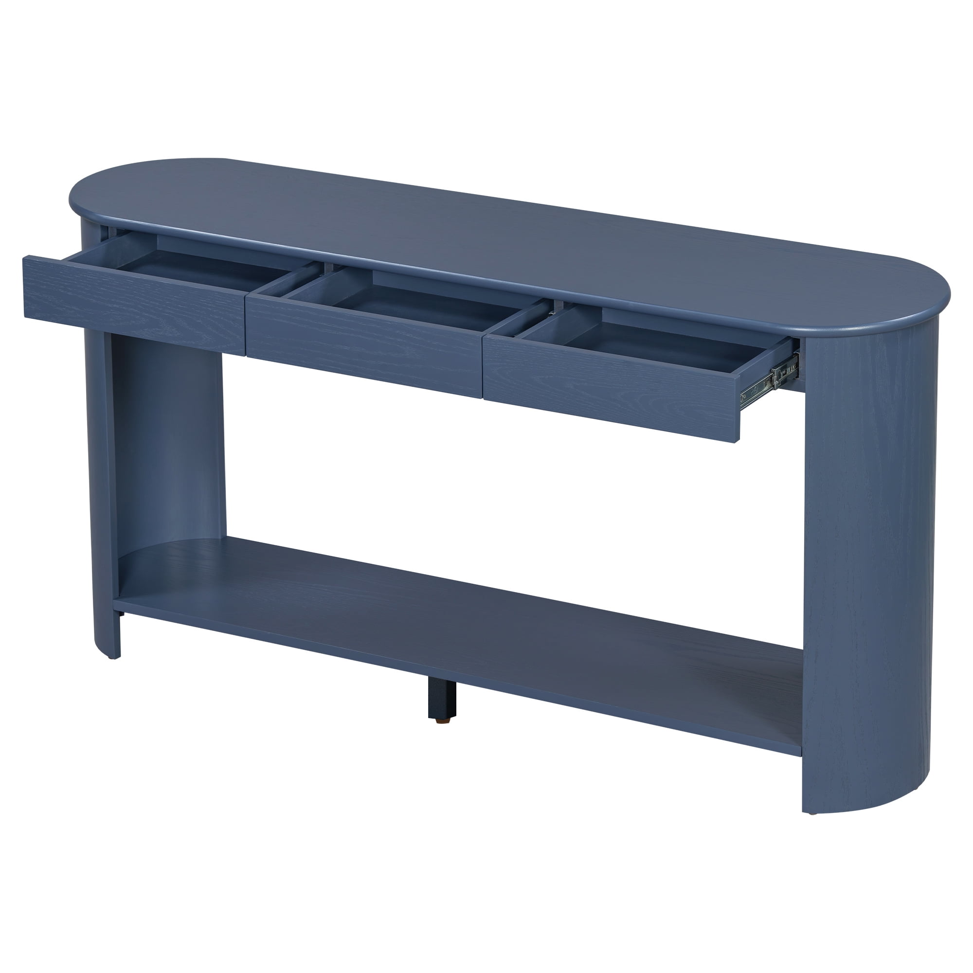 Euroco 59.8" Long Console Table with 3 Drawers, Solid Wood Sofa Table Entryway Table with Bottom Shelf for Living Room,Hallway,Entryway, Foyer,Navy Blue