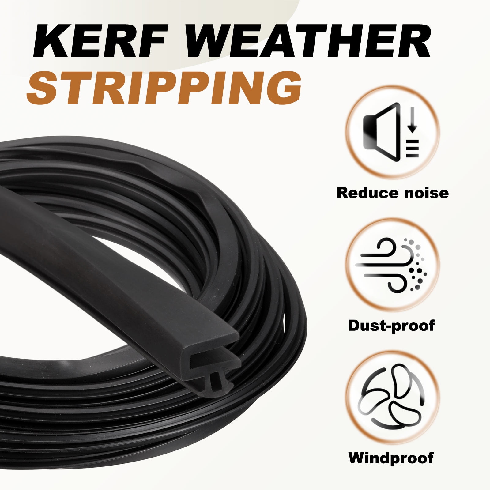 Uxcell Kerf Weather Stripping Seal Strip (32.8ft x 5/16") - L Shape Kerf Noise Reduction Rubber Flange Window Weatherstrip Seal for Door Frame Windows Card Slot, Black