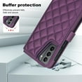 thumbnail image 6 of Case Wallet for Samsung Galaxy S21 Plus, [Wristlet & Crossbody Strap] RFID Blocking 5 Card Slots Stand [Shockproof TPU Shell] PU Leather Magnetic Flip Cover Compatible with S21 Plus, Darkpurple, 6 of 9