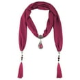 thumbnail image 1 of Qarigey Bufanda de mujer Festival Vacaciones Viajes Fiesta en la playa Borlas al aire libre Lavable Cómodo Mantón elegante para mujer Accesorios de disfraces Rosa roja Qarigey AP015344-06, 1 of 6