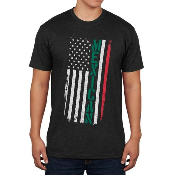 Cinco De Mayo Mexican American Distressed Flag Mens Soft T Shirt Vintage Black SM