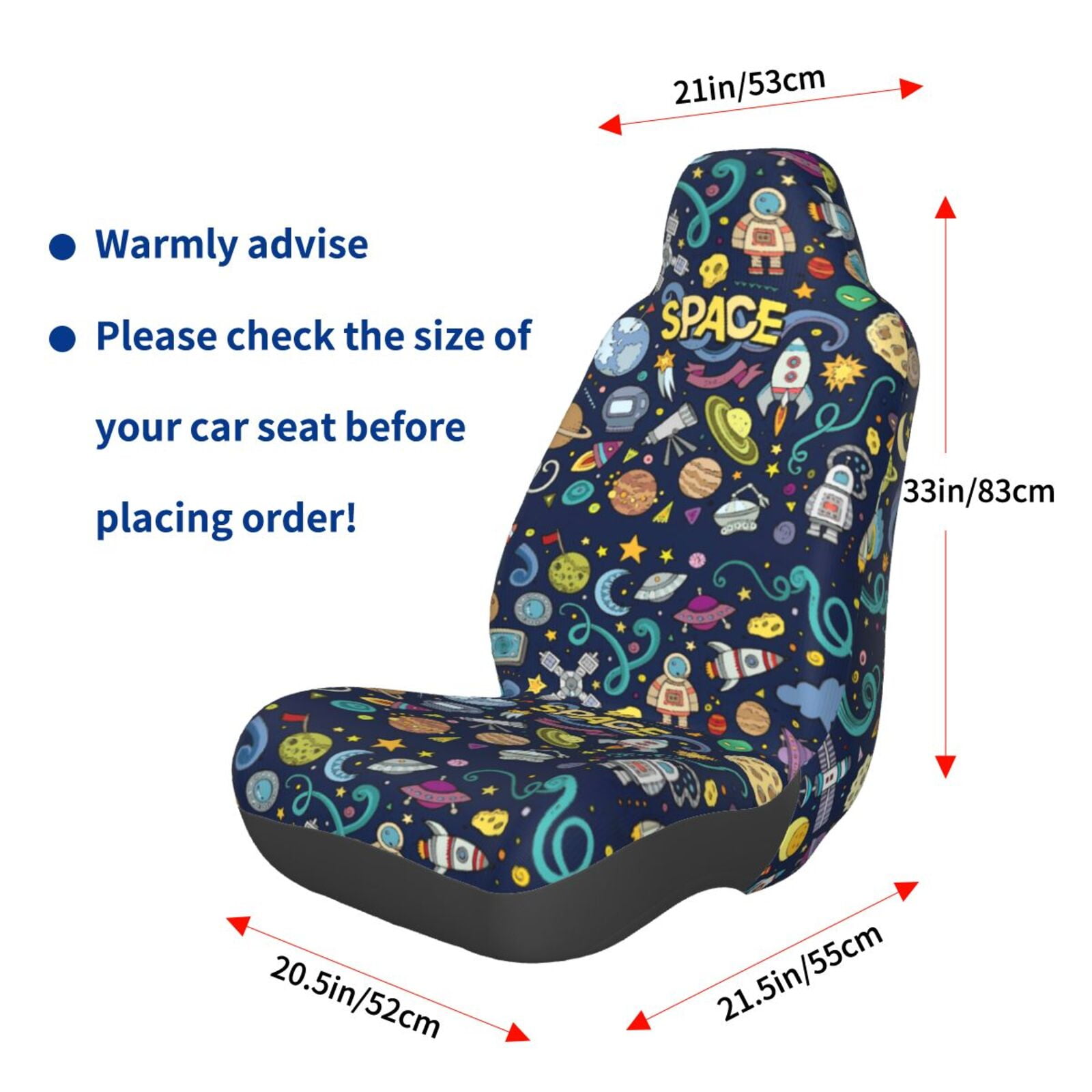 Naloa Colorful Space Car Seat Covers Universal Front Seat Coves for Car Accessories ,Padded Car Covers for Automotive, SUV, Truck, and Van