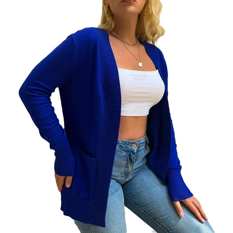 genstand Måne Bekræftelse Casual Plain Cardigan Long Sleeve Royal Blue Plus Size Cardigans (Women's  Plus) - Walmart.com