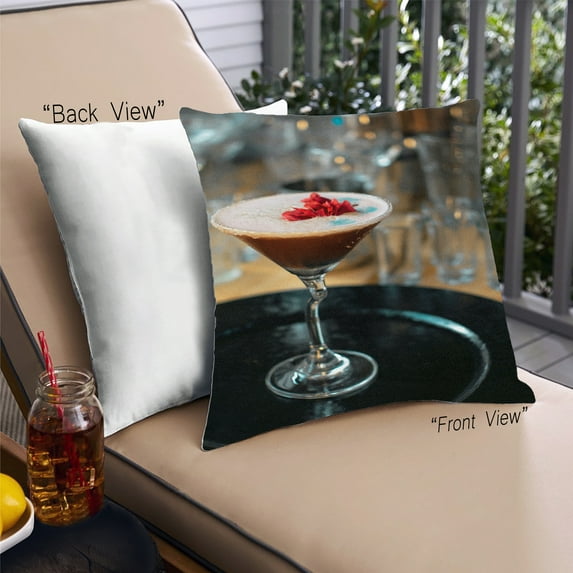 Ahgly Company Drinks Cocktails Outdoor Throw Pillow, 18 inch by 18 inch