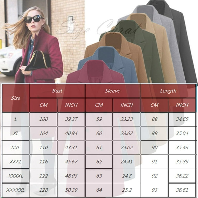 GXIPO Long Wool Coats for Women Plus Size Casual Formal Work