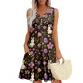 thumbnail image 2 of Minjewel Women's Casual Easter Dress, Loose Fit V-Neck Sleeveless Floral Print Sundress with Pockets, Summer Church Dress, Spring Event, Outdoor Party Wear,Black L, 2 of 6