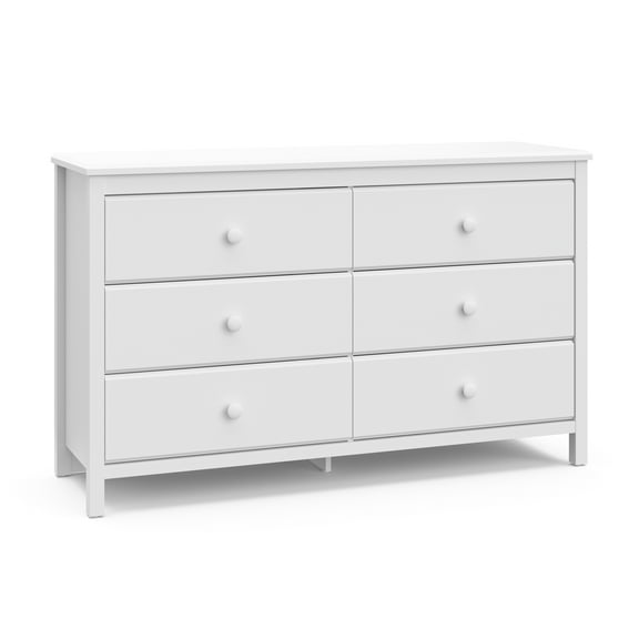 Storkcraft Alpine 6 Drawer Nursery Double Dresser, White
