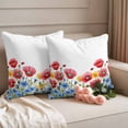 thumbnail image 2 of Red Blue Floral Outdoor Waterproof Pillow Covers, Independence Day Watercolor Wildflower Decorative Square Throw Pillowcase Sofa Cushion Sham for Patio/Couch/Chair, 24"x24" 2 Pack, 2 of 8