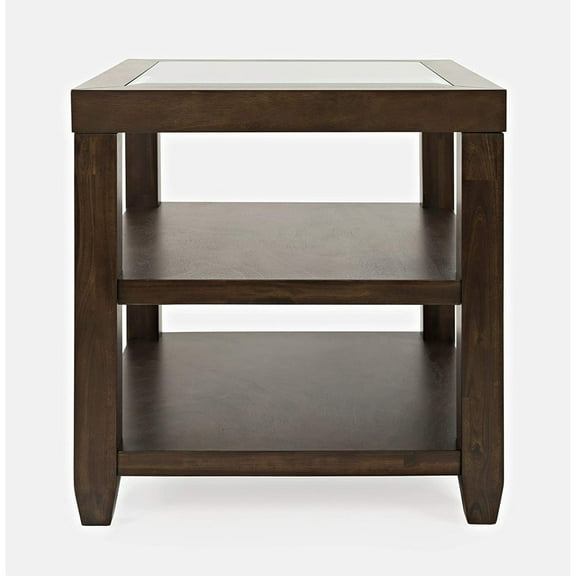 Jofran Urban Icon Contemporary Glass Inlay End Table with Storage