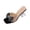 Black, variant on Womens Rhinestone Bow Clear Stiletto Heel Slides Glass Slipper Evening Dressy Party High Heel Flip Flops