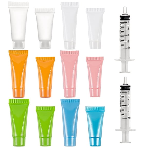 10ML Soft Polyethylene Travel Tubes with Refillable Squeeze Bottle Soft Tube Squeeze Bottle & Syringe 5.6~6.6x2.85~2.95x1.8~1.85cm Capacity: 5~10ml