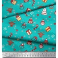 thumbnail image 2 of Soimoi Green Viscose Chiffon Fabric Christmas Theme Party Printed Fabric 1 Yard 42 Inch Wide, 2 of 3