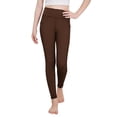 thumbnail image 4 of Dwellite Girls Athletic Leggings Ankle Length High Waisted Yoga Pants with Pockets for Kids Teen 5-13Y Brown 140, 4 of 7