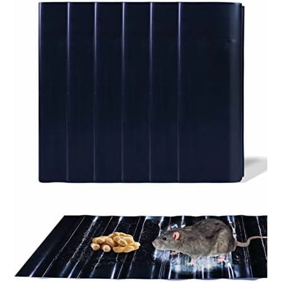 6 Pack Rat Sticky Traps Extra Large, Black Mouse Glue Trap Sticky Trap for Mice and Rats, Enhanced Stickiness Trapping Pads Snakes Spiders Roaches for House Rodent Pest Control - 47.2x11