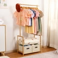 thumbnail image 4 of VigorPro Bamboo Closet Organizer, Freestanding Clothing Rack with Adjustable Hanging Rods & 2 Storage Baskets  for Children's Bedroom, 4 of 8