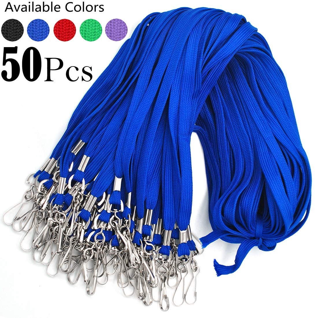 Name Tags Blue Lanyards/badge Holder Pairs Woven Round Lanyard & Horizontal Sealable Waterproof Clear Plastic Id Card Lanyards With Badges (blue  50 Pack)
