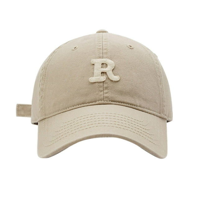 ManxiVoo Soft Top Baseball Cap with R Letter Design for Big Head Fit Spring and Summer Outdoor Wear Lightweight and Adjustable for Daily Use Beige
