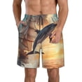 thumbnail image 1 of Sikiie Sailing Dancing Dolphin Print Men's Beach Shorts, High Elastic Quick-drying Shorts - with Drawstring and Slip Pockets, Suitable for Beach, Sports, Vacation-Large, 1 of 6