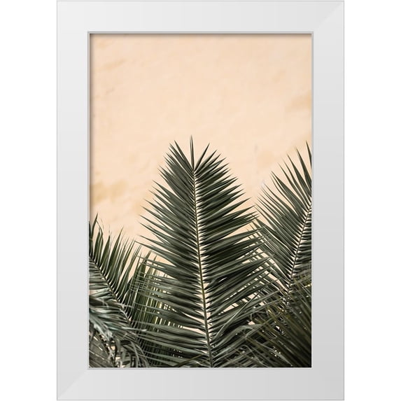 Artographie Studio 11x14 White Modern Wood Framed Museum Art Print Titled - Palm leaves and wall 1