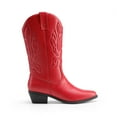 thumbnail image 2 of DREAM PAIRS Women's Mid Calf Boots Cowboy Cowgirl Embroidered Western Boots, 2 of 5